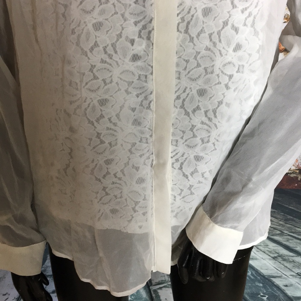 Bailey 44 Sheer Collared Button Up With Lace - image 3